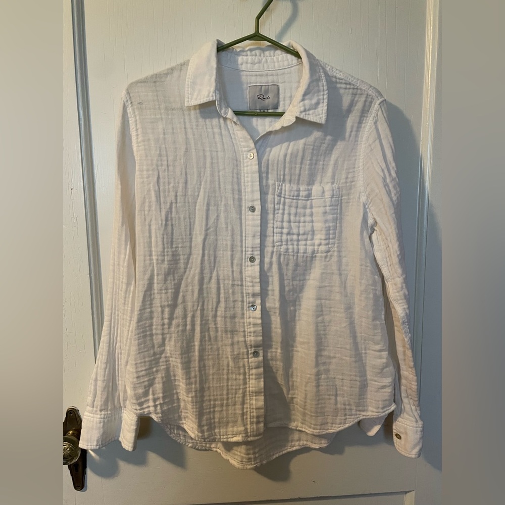 Rails White Gauze Button Up Top